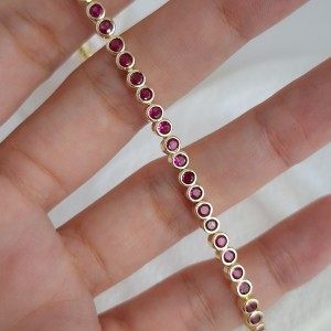 دستبند نگین زیرکنیوم قرمز دایره*