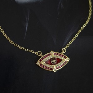 گردنبند میناکاری قرمز