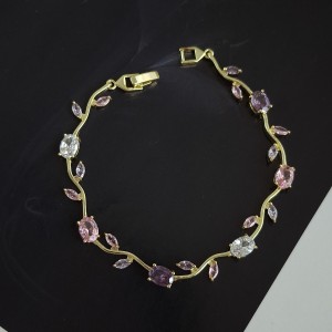 دستبند برگ و شاخه نگین سواروسکی