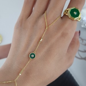 دستبند تمیمه دایره سبز طرح مالاکیت