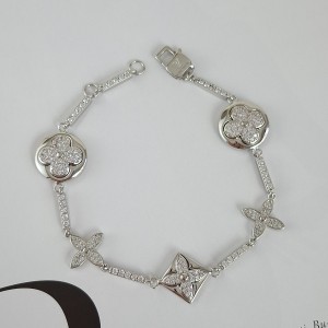 دستبند لویی ویتون تمام نگین پایه نقره ای مستر**