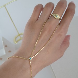 دستبند تمیمه ستاره نگین آبی