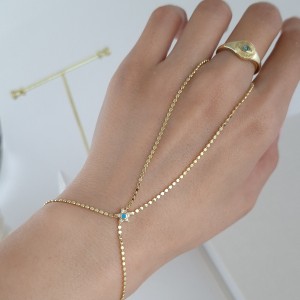 دستبند تمیمه ستاره نگین آبی