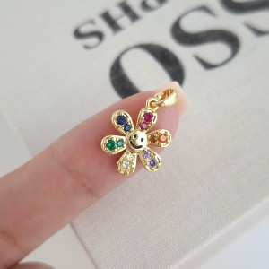 آویز گردنبند خورشید نگین زیرکنیوم (پلاک خورشید خندان)