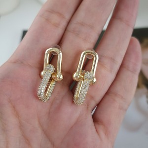 گوشواره تیفانی طلایی نگین‌دار