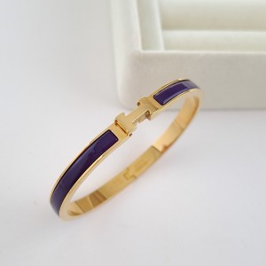 دستبند هرمس قفل H بنفش نیم میل