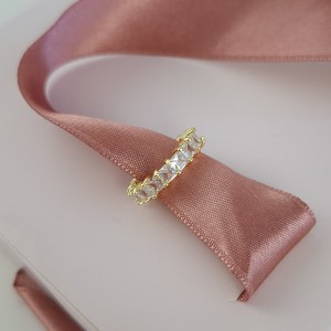 گوشواره ایرکاف دو لاین پهن و نگین‌دار