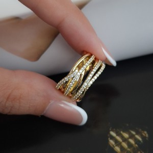 انگشتر ژوپینگ مارپیچ نگین دار *