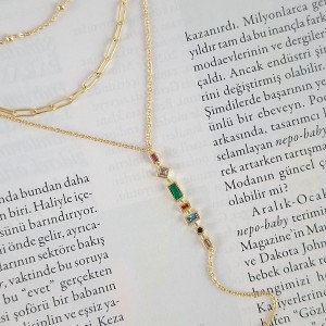 گردنبند سه ردیفه آویز ملیس