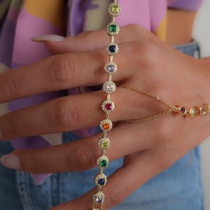 دستبند طرح طلای مولتی کالر دایره درشت *