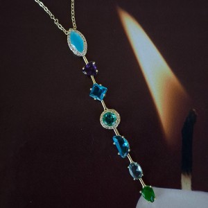 خرید گردنبند جواهری رنگی
