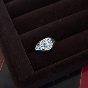 انگشتر انگشت کوچک ۸ ضلعی نقره ای