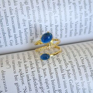 انگشتر تابیده نگین آبی