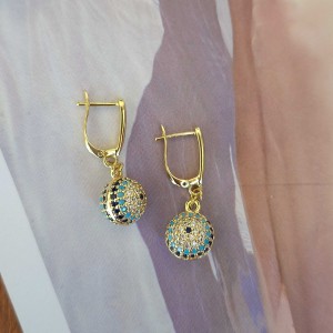 گوشواره گوی چشم نظر (دو طرف فول نگین) ژوپینگ