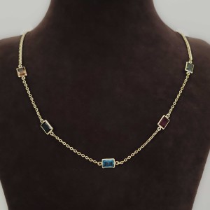 گردنبند باگت رنگی ژوپینگ*
