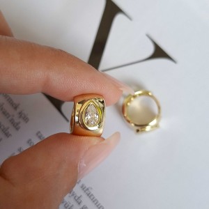 گوشواره حلقه تپل نگین اشک ژوپینگ