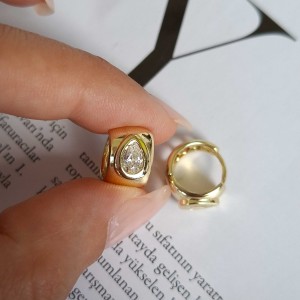 گوشواره حلقه تپل نگین اشک ژوپینگ