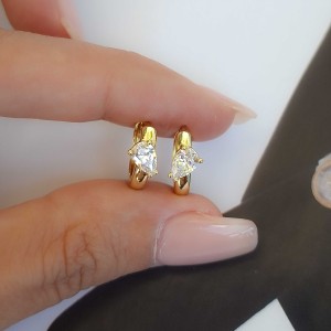 گوشواره حلقه نگین اشک مورب ژوپینگ
