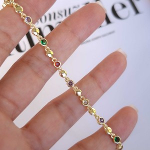 دستبند نگین دایره یک در میان رنگی