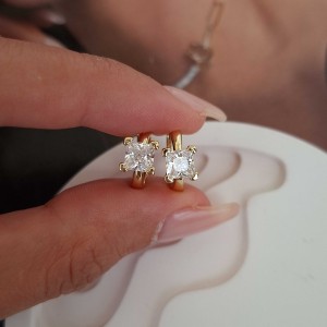 گوشواره حلقه نگین مربع ظریف ژوپینگ