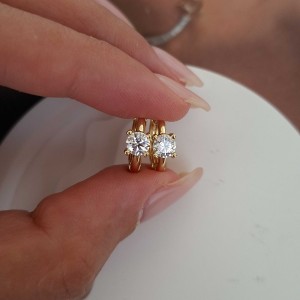 گوشواره حلقه نگین دایره ظریف ژوپینگ