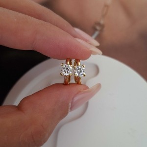گوشواره حلقه نگین دایره ظریف ژوپینگ