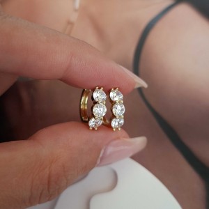 گوشواره حلقه‌ای تنیسی سه نگین ژوپینگ