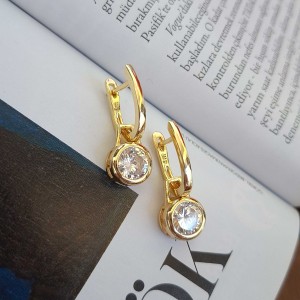 گوشواره آویز نگین دایره قاب دار*