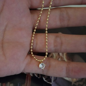 گردنبند زنجیر توپی نگین دایره *