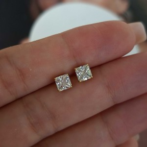 گوشواره نگین مربعی ژوپینگ سایز 5 میل *