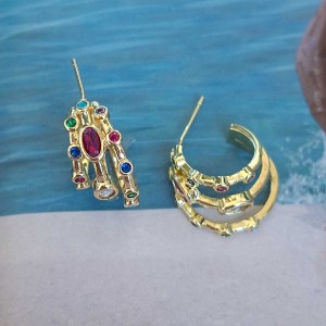 گوشواره سه حلقه مولتی کالر *