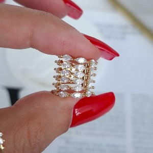 گوشواره ایرکاف شش ردیف مارکیز طلایی (هر عدد)*