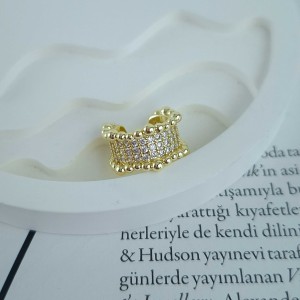 گوشواره ایرکاف پهن فول نگین طلایی(هر عدد)