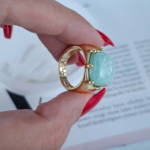 انگشتر مربعی آبی فیروزه‌ای (زارا استایل) *