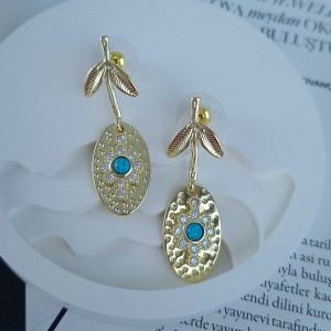 گوشواره برگ و گل نگین فیروزه