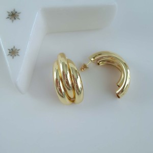 گوشواره سه حلقه بلند  استیل