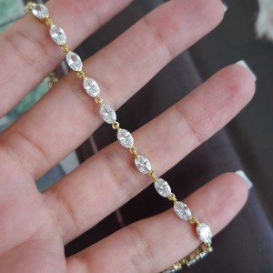 دستبند نگین بیضی بدون قاب ژوپینگ *