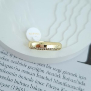انگشتر رینگ طلایی لبه نگین دار ژوپینگ *