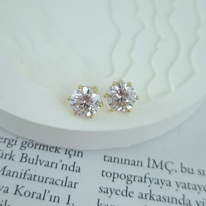 گوشواره نگین دایره ژوپینگ سایز ۸ میل *