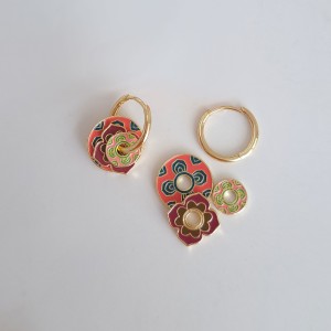 گوشواره واشری لوزی زرشکی