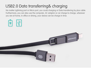 کابل دو پورت Micro USB و Lightning مارک Nillkin Plus