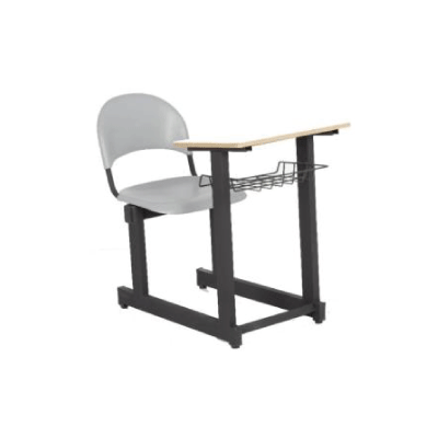 نیمکت آموزشی متال پلاست تک نفره متصل متال پلاست با جاکتابی TS101A(استاتیک مشکی)