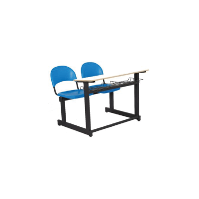 نیمکت آموزشی متال پلاست دو نفره متصل با جاکتابی بنیزان TS102A(استاتیک مشکی)