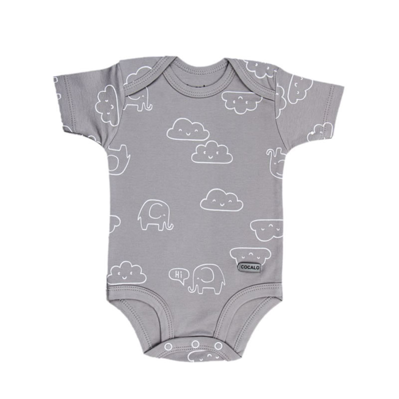 بادی آستین کوتاه نوزاد کوکالو مدل فیل و ابر