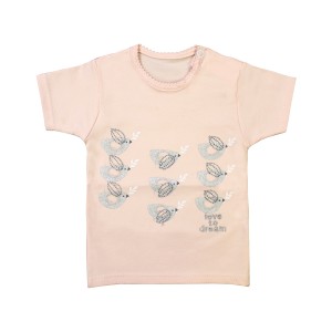 بلوز آستین کوتاه نوزادی دخترانه به آوران مدل پرنده