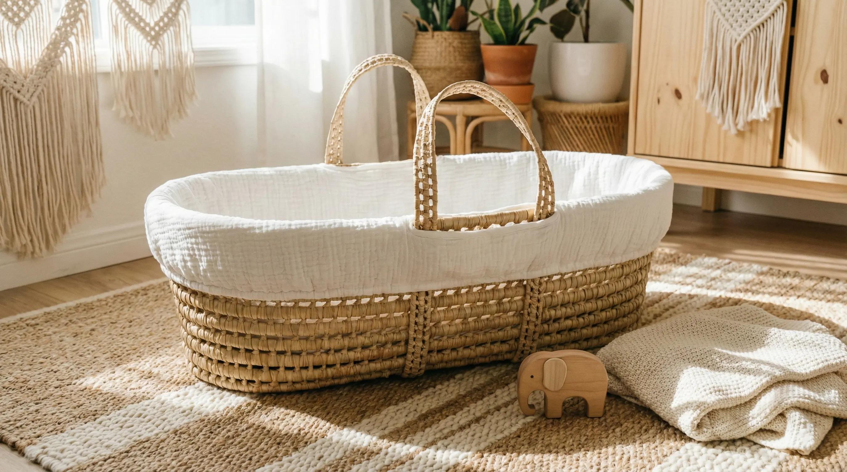 سبد حمل نوزاد حصیری و تریکو شیک و جدید