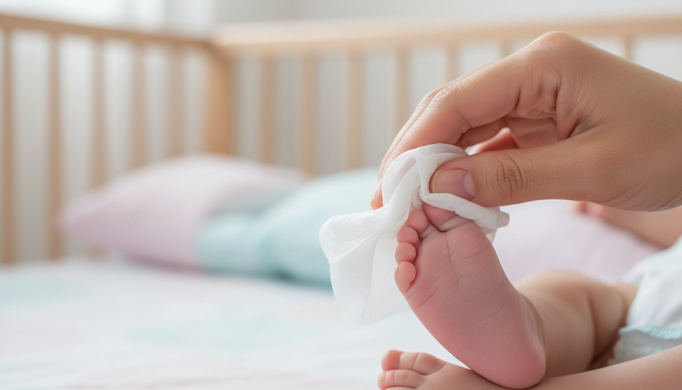 استفاده ملایم از دستمال مرطوب نوزاد فاقد الکل برای تمیز کردن پوست کودک