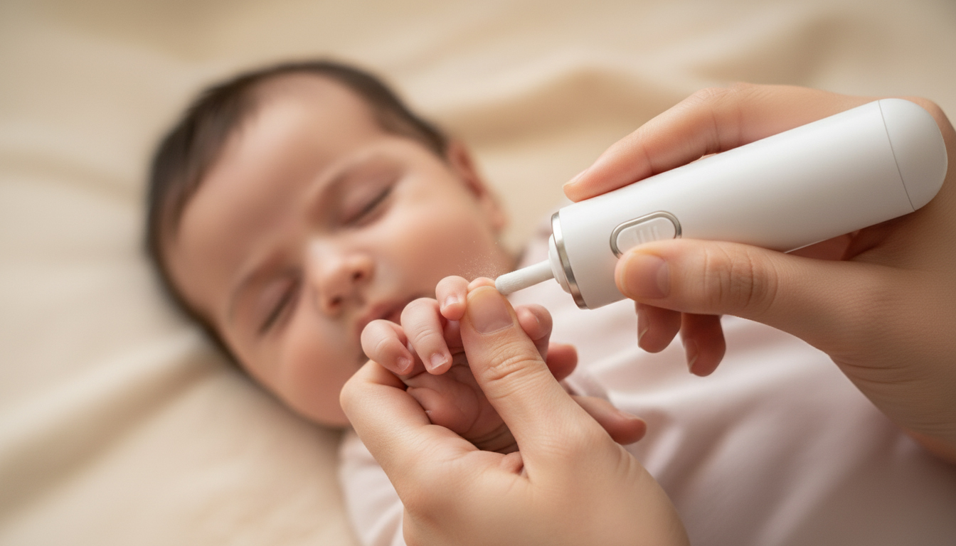 استفاده آسان و ایمن از سوهان برقی نوزاد برای کوتاه کردن ناخن بدون خطر بریدگی