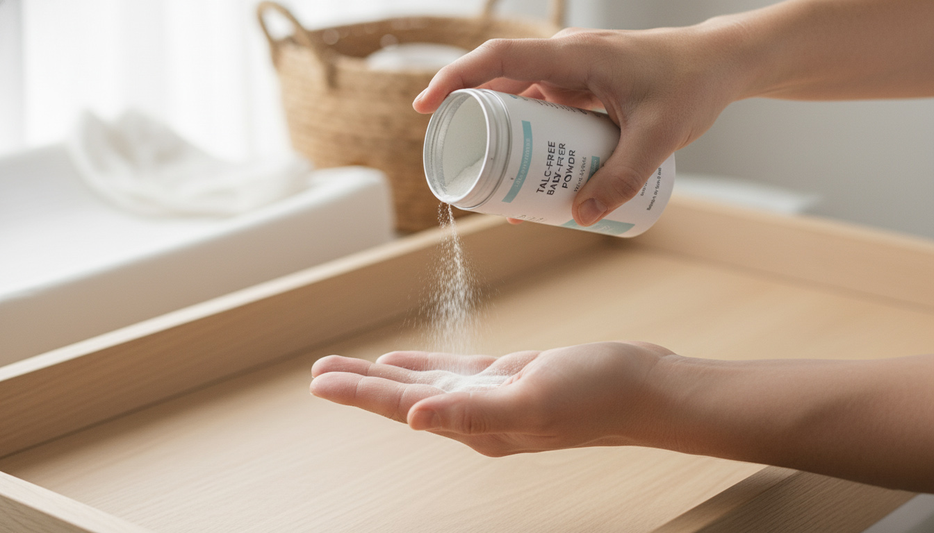 روش صحیح و ایمن استفاده از پودر بچه فاقد تالک روی دست والدین
