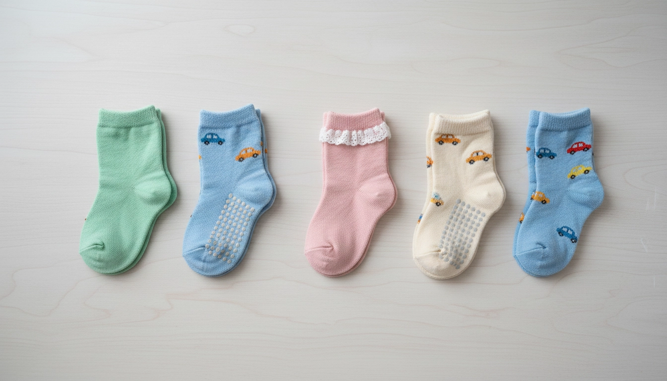 انواع جوراب نوزادی دخترانه و پسرانه استپ دار و طرح دار